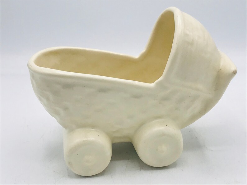 Vintage adorable Baby Cradle Planter-trinket Dish Perfect Shower Gift Decoration 6 Chip Free Matt finish image 2