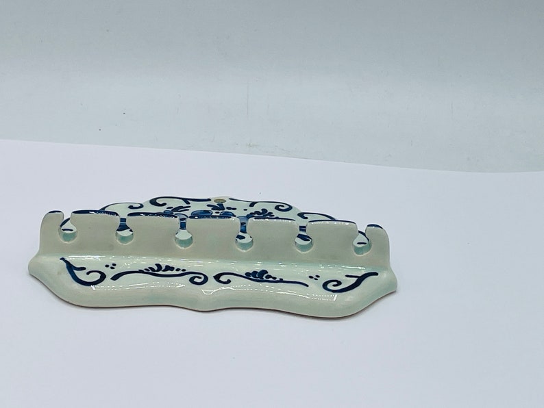 Delfts Ceramic Miniature Decorative 6 Spoon Holder Made in Holland 6 x 3..35 Chip Free image 2