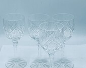 Vintage set of (4) Matching Nachtmann Traube Etched Sherry Glass Goblets Bohemian -Clear