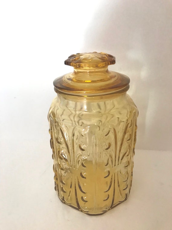 Vintage Amber Imperial Large glass jar or canister | Etsy