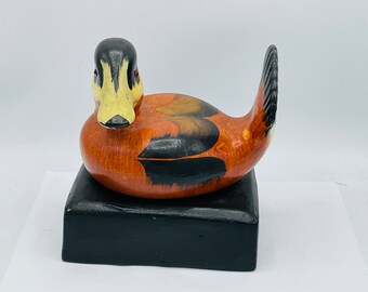 Mottahedeh 6 1/4" Ceramic Duck Decoy Bookend Made in Italy - Hand Painted and numbered