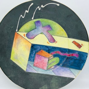 Large 14&quot; Decorative Art Studio Ceramic Plate- Signed and Dated-One of a Kind