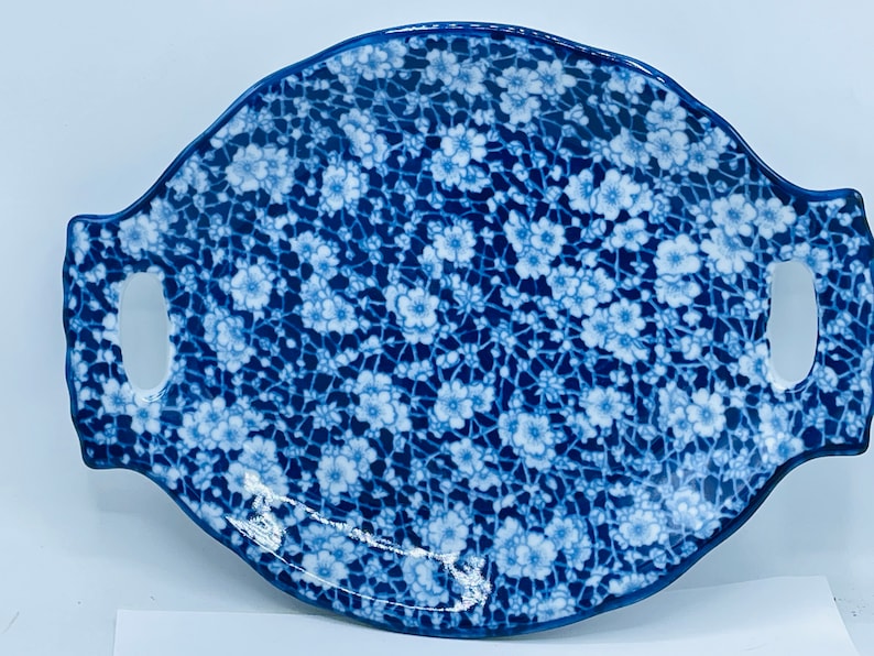 Vintage Victoria Ware Ironstone Tray Flow Blue Calico Floral Pattern 12 Excellent condition image 1