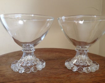 Vintage pair of  Anchor Hocking Wine or Cocktail Sherbet Glasses Berwick Bubble Boopie Pattern