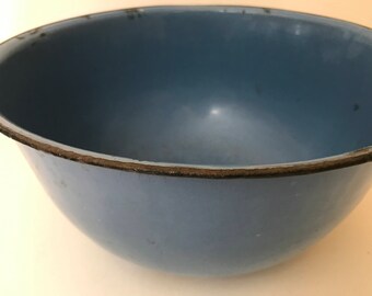 Antique Country Blue  enamelware- Graniteware- -Wash Basin Large Bowl-