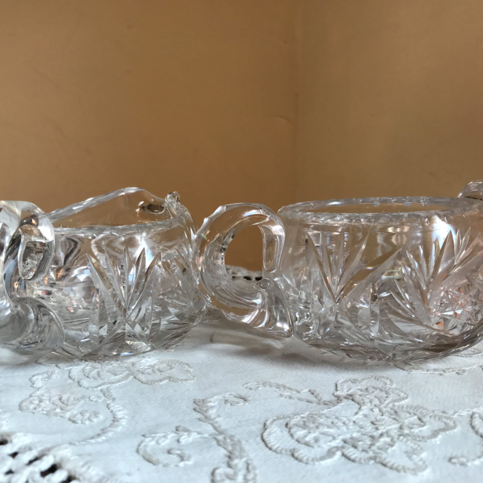 Vintage American Cut Lead Crystal Cream and Sugar Set nice Etsy