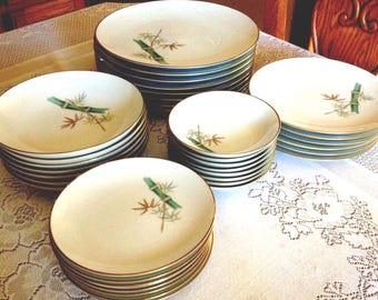 Noritake GREEN BAMBOO #1538G (1947-49) Tea Service * Luncheon