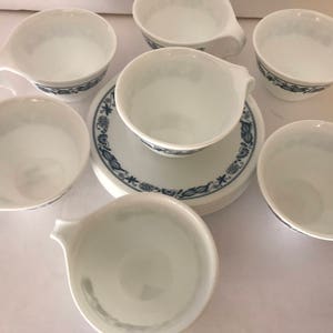 Vintage 7 Sets of Old Town Blue Onion Pattern Correlle Tea Cups and Saucers image 3