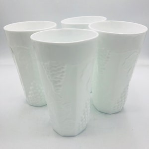 Vintage Set of four  Indiana Glass Colony Harvest Milk Glass Tumblers- Chip Free