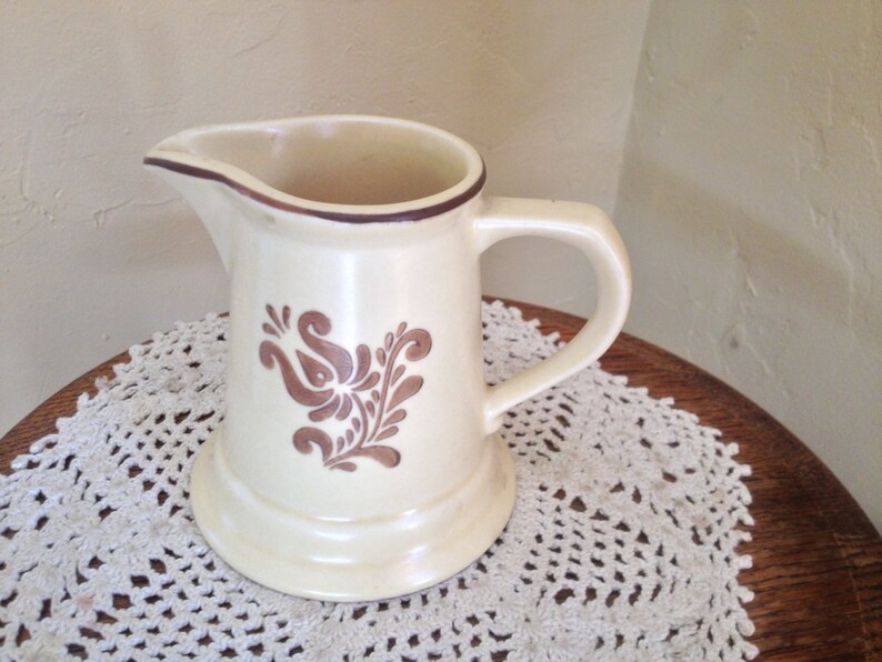 Vintage Pfaltzgraff Pitcher Creamer Brown Village pattern image 1