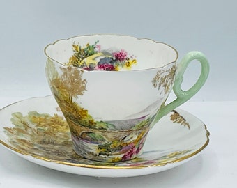 Shelley England Heather Demitasse Cup And Saucer- Chip Free