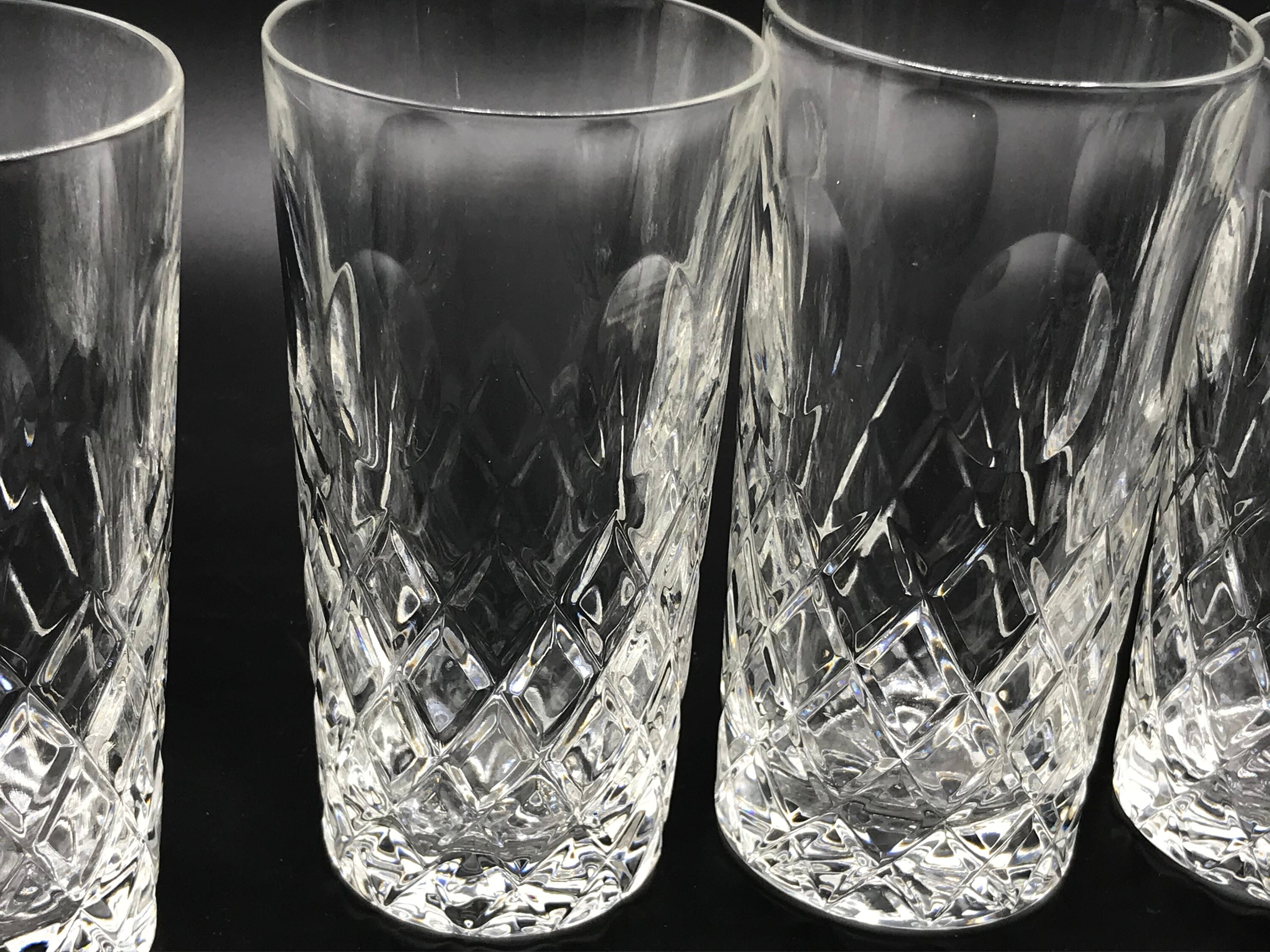 Set of 8 Cut Lead Crystal Drinking Glasses- 8 oz. Diamond Pattern NICE  VINTAGE