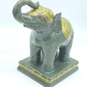Vintage Frederick Cooper Ceramic Gloss Finish Elephant Figurine Gold Highlights 8 Excellent Condition image 5