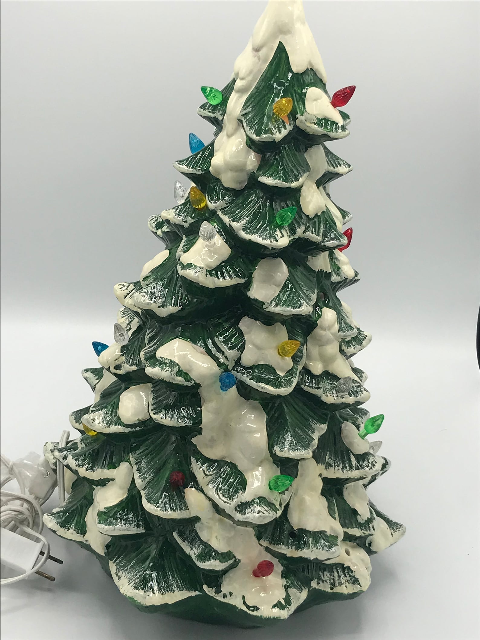 Vintage Mold Ceramic Table Top Christmas Tree Flocked With Etsy