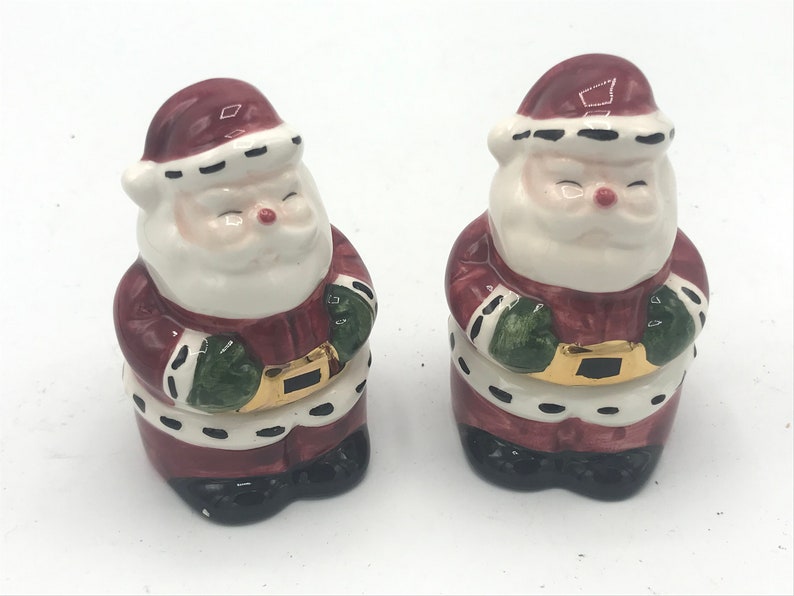 Stocking Stuffer by JCM Christmas Decoration Vintage pair of Santa Claus Trinket Boxes 3 14 tall