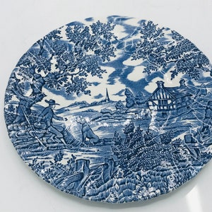Vintage Myott Staffordshire The Hunter 7” Bread/dessert Plates Blue White England