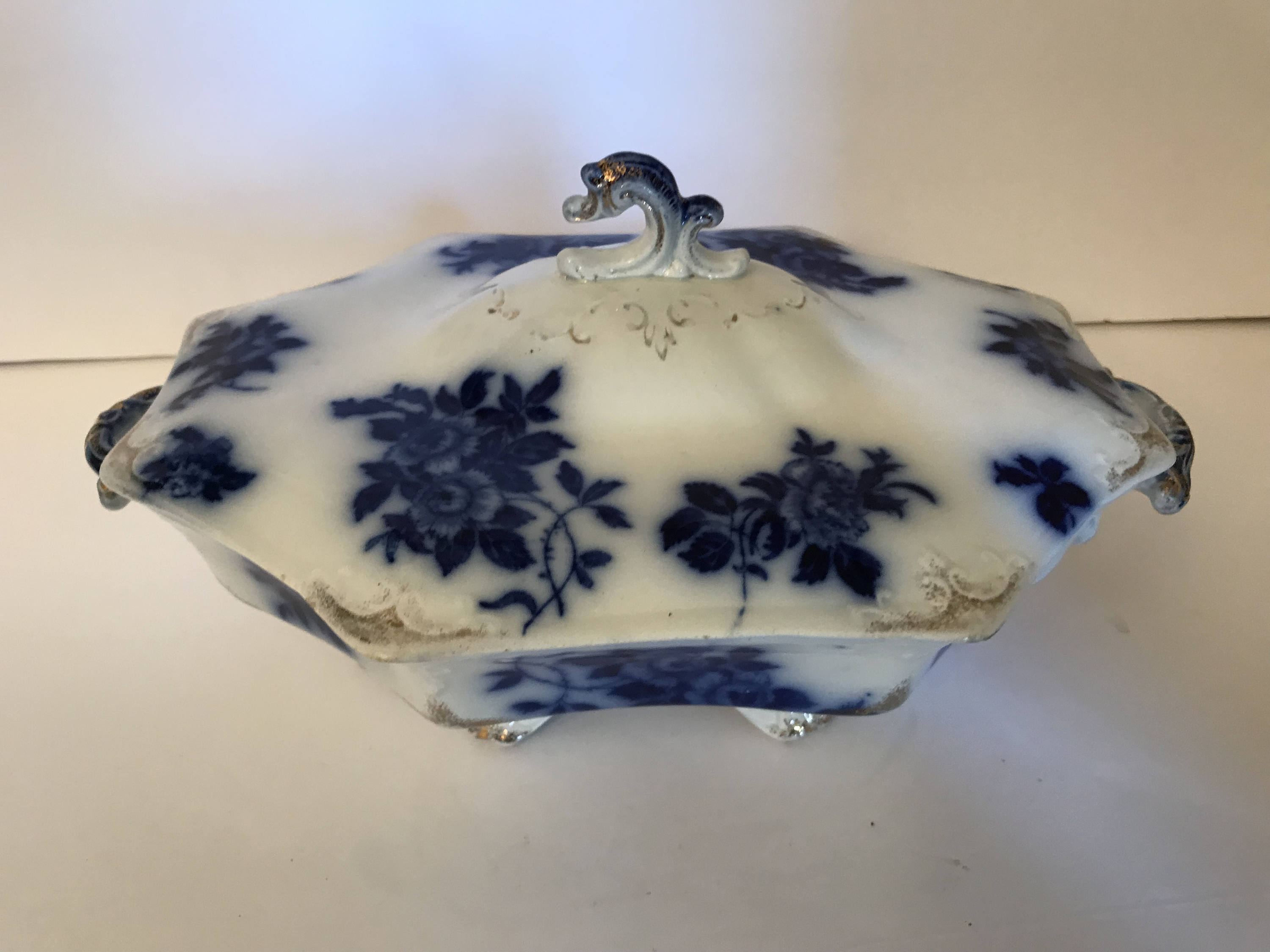Antique 10" Oval Vegetable Bowl Dundee (Flow Blue) by RIDGWAY (RIDGWAYS) England campestre.al