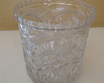 Vintage Lead Crystal Wine , Ice or Wine Bucket - with floral and diamond design