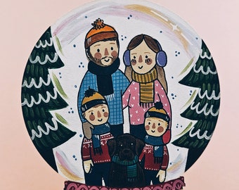 Personalised family snowglobe plaque