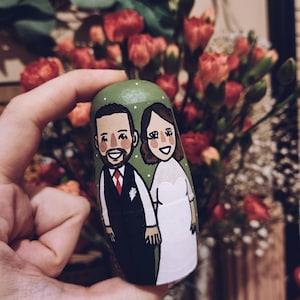 Bride and groom Russian dolls, groom and groom dolls, bride and bride dolls, customised matryoshka wedding gift, personalised nesting dolls. image 6