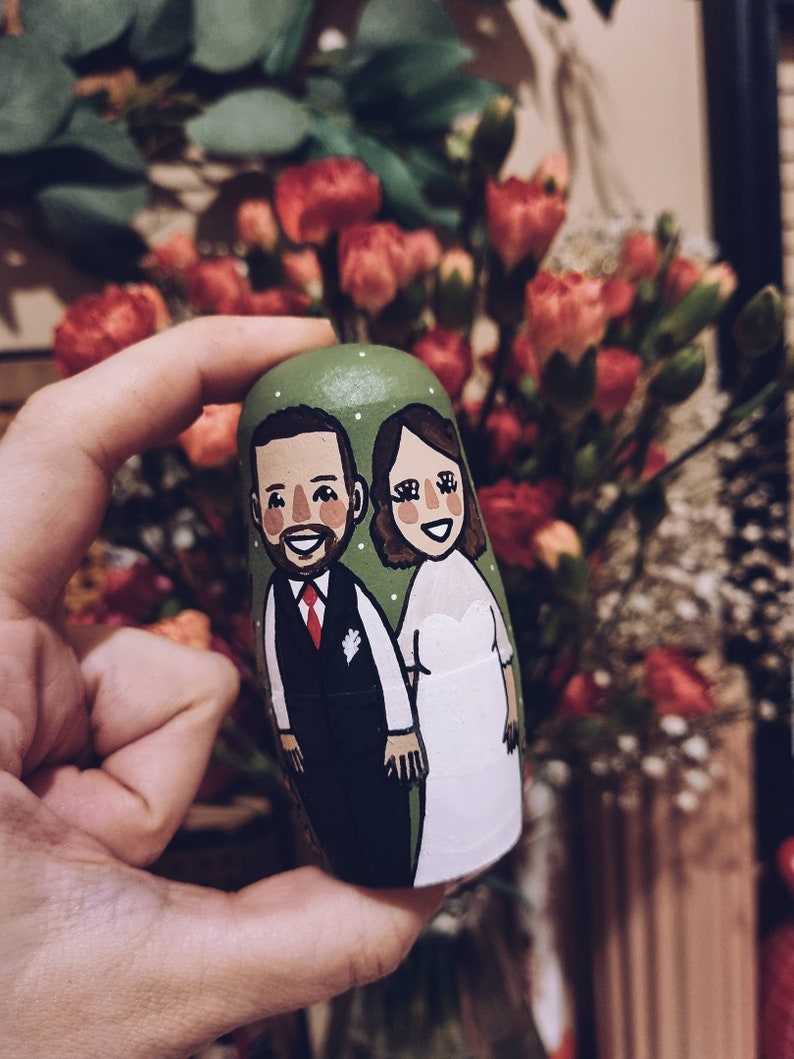 Bride and groom Russian dolls, groom and groom dolls, bride and bride dolls, customised matryoshka wedding gift, personalised nesting dolls. image 6