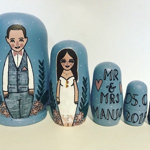 Bride and groom Russian dolls, groom and groom dolls, bride and bride dolls, customised matryoshka wedding gift, personalised nesting dolls. image 3