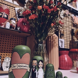 Bride and groom Russian dolls, groom and groom dolls, bride and bride dolls, customised matryoshka wedding gift, personalised nesting dolls.