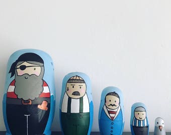 Pirate theme dolls, russian dolls, nesting dolls, matryoshka babushka dolls