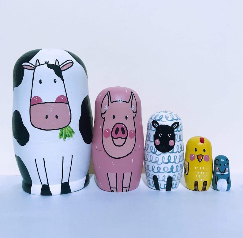Farm animal nesting dolls farmyard matryoshka animal russian Etsy