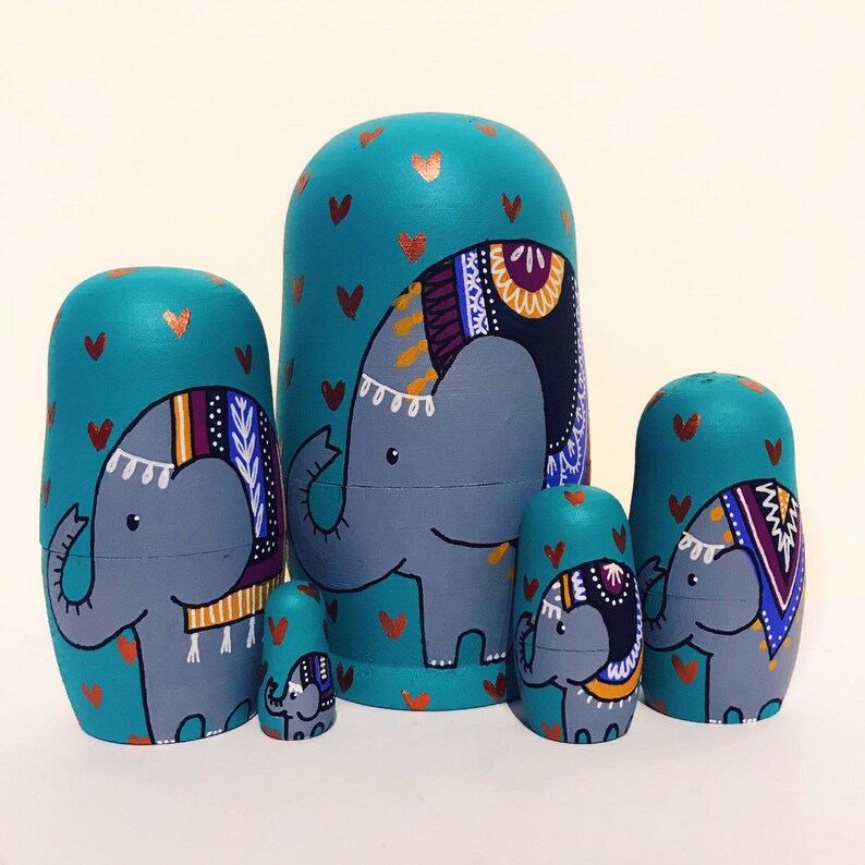 Elephant nesting dolls elephant matryoshka elephant russian Etsy
