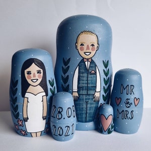 Bride and groom Russian dolls, groom and groom dolls, bride and bride dolls, customised matryoshka wedding gift, personalised nesting dolls. image 9