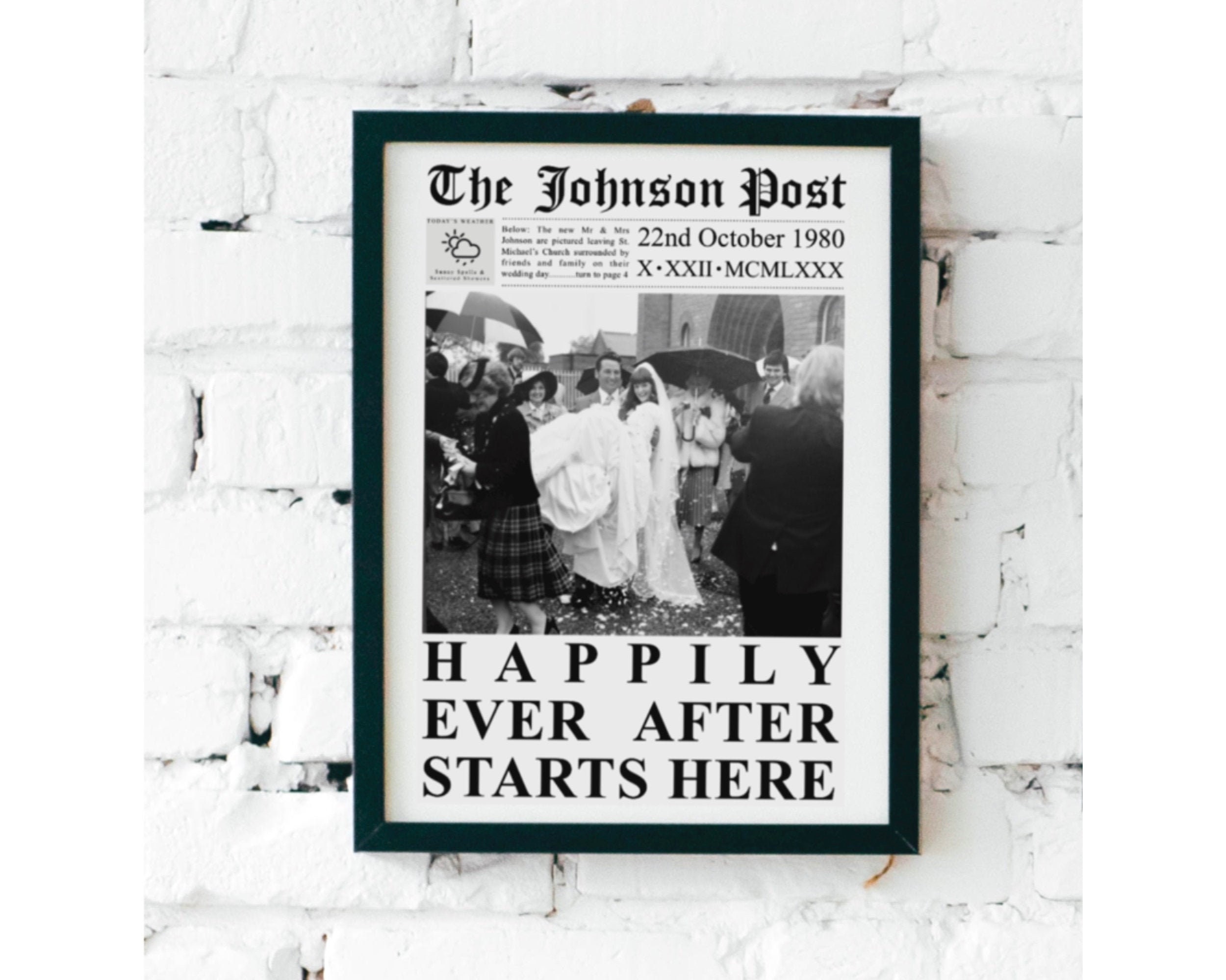 Personalised Wedding Anniversary Newspaper Print Custom Etsy