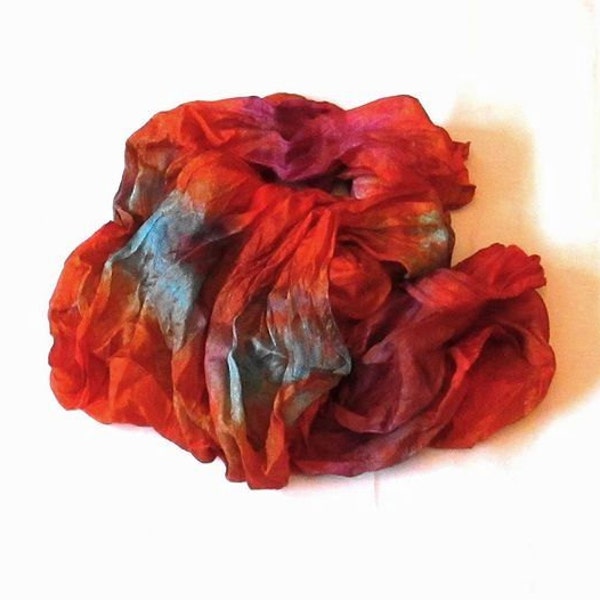 Seiden Schal Shibori Schal Herbst Dekor Hand gefärbt Orange einzigartige Geschenke Freundin Geschenk Geschenk einzigartig Gastgeberin Geschenk zum Geburtstag