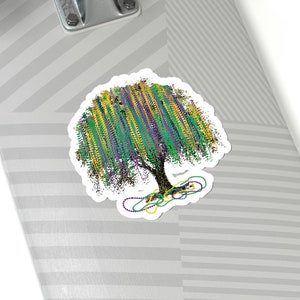 Mardi Gras Bead Tree Sticker New Orleans Fat Tuesday Laptop Decal Stocking Stuffer