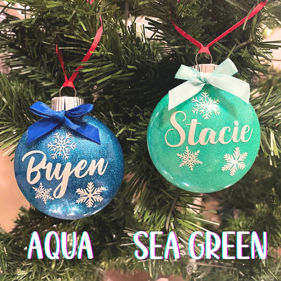 Personalized Glitter Christmas Ornaments Sparkly Custom Ornaments Your N Etsy