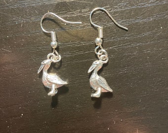 Silver Pelican Earrings