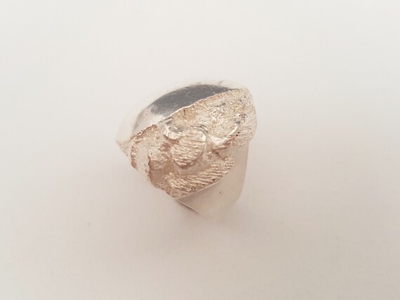 Brutalist Silver Ring Sweden 1980s (F2917F)