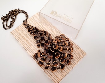 Hannu Ikonen - Huge Reindeer Moss Bronze Pendant - Valo-Koru - Finland - 1970s (F5088C )