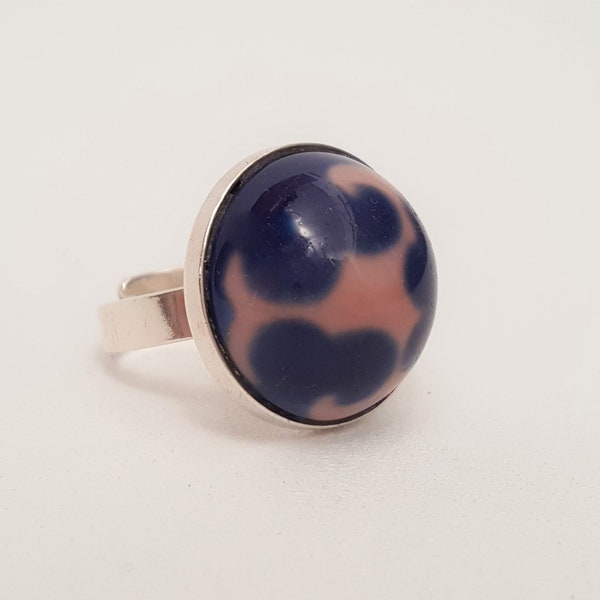 Anne Marie Ødegård - Sterling Silver and Porcelain Ring - Porsgrund - Norway - 1970s (F3777A)