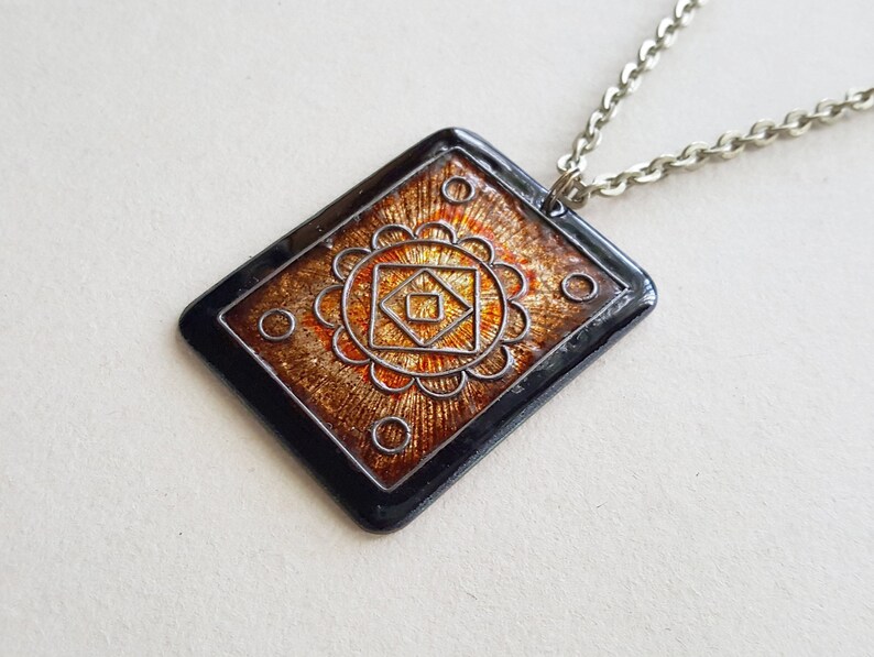 EK Stockholm Copper and enamel pendant 1960s Sweden F1553D Erling Kanold