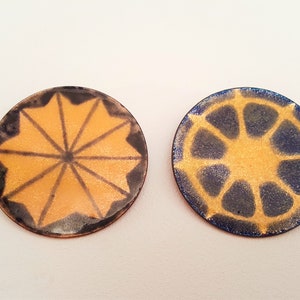 Copper and enamel brooches, Sweden, 1960s (F3399)