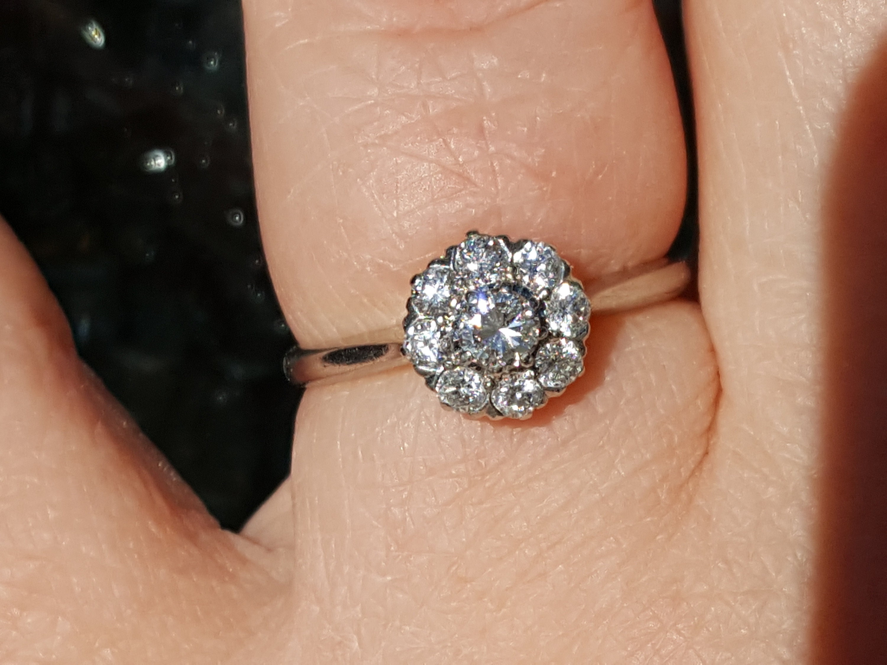 Platinum Diamond Cluster Ring, 0.44 Carat, Sweden 1956 Platinum Diamond Cluster Ring, 0.44 Carat, Sweden 1956