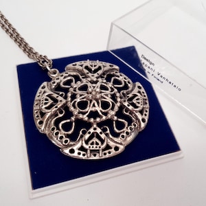 Tapani Vanhatalo - Large Pewter Pendant - Ajan Koru - Finland - 1970s (F5082-23)