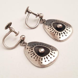 Ainar Axelsson - Modernist Silver Screw-back Earrings - Gustav Dahlgren & Co - Sweden - 1955 (F5045)