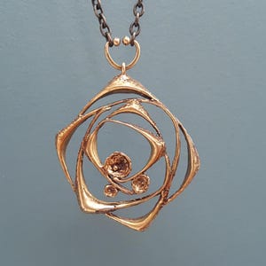 Karl Laine - Orbital Bronze Pendant - Sten & Laine - Finland - 1970s (F5016)
