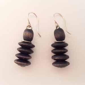 Aarikka - Kirsi - Wood Earrings - Black - 1990s (F4176E)