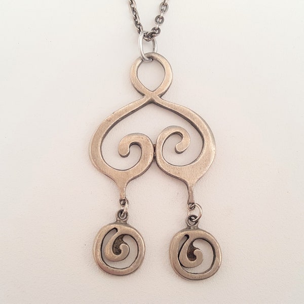 Rune Tennesmed, Kinetic Pewter Pendant, Sweden, 1970s (F3611)