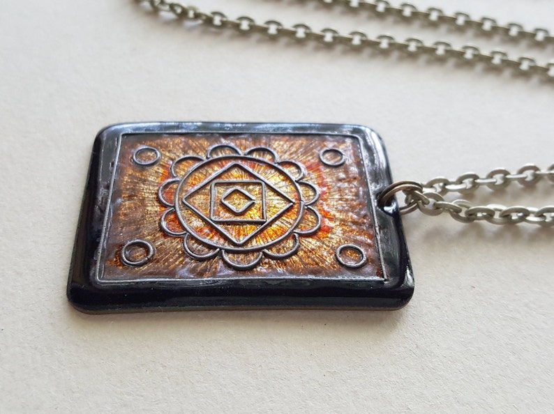 EK Stockholm Copper and enamel pendant 1960s Sweden F1553D Erling Kanold