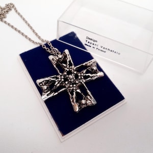 Tapani Vanhatalo - Silverplated Pewter Pendant - Ajan Koru - Finland - 1970s (F5082-36)