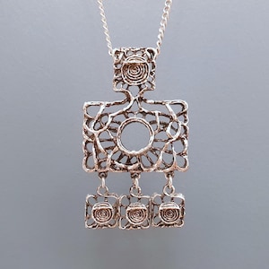 Tapani Vanhatalo - Silverplated Pewter Pendant - Ajan Koru - Finland - 1970s (F5082-28)